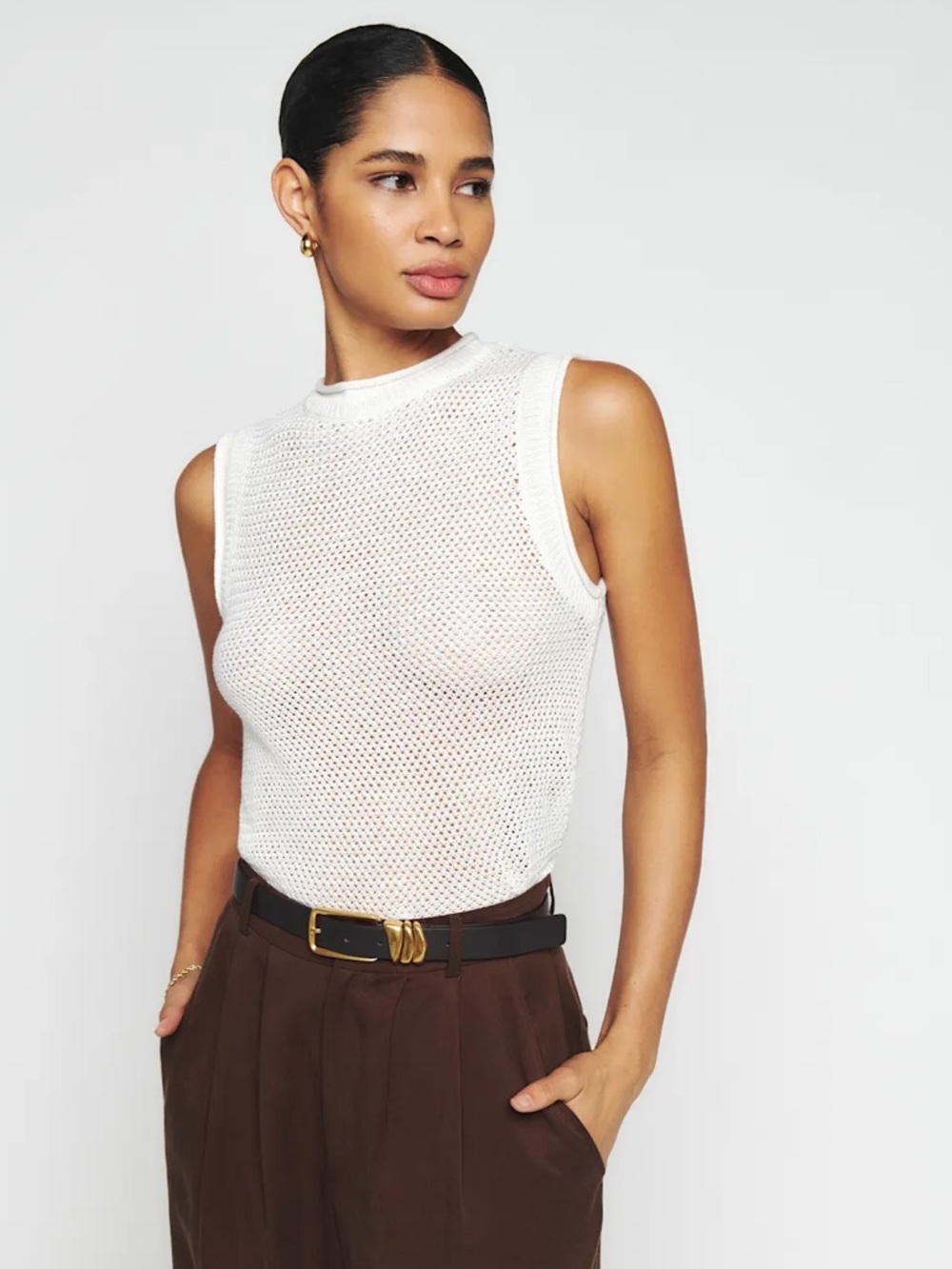 Women’s Reformation Colton Sweater Tank Gossamer White Size S